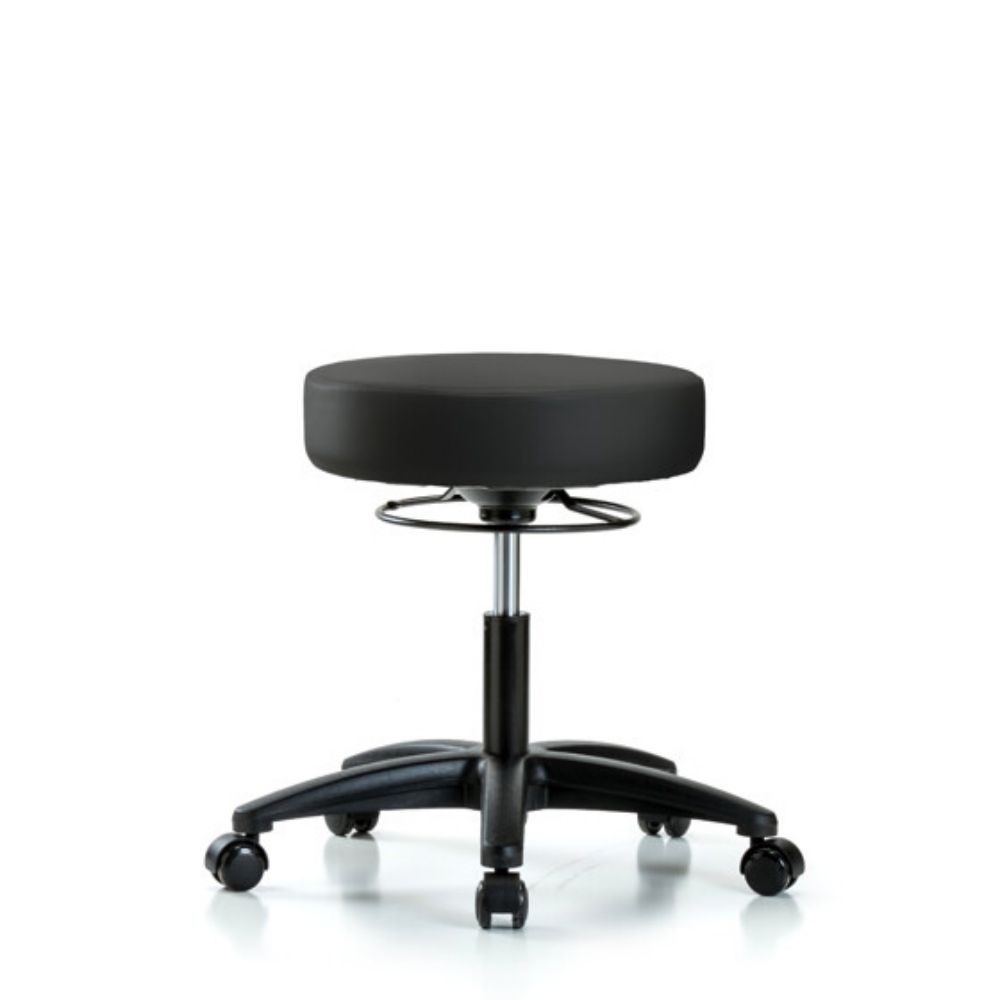 Vinyl Stool without Back - Desk Height with Casters in Black Trailblazer Vinyl